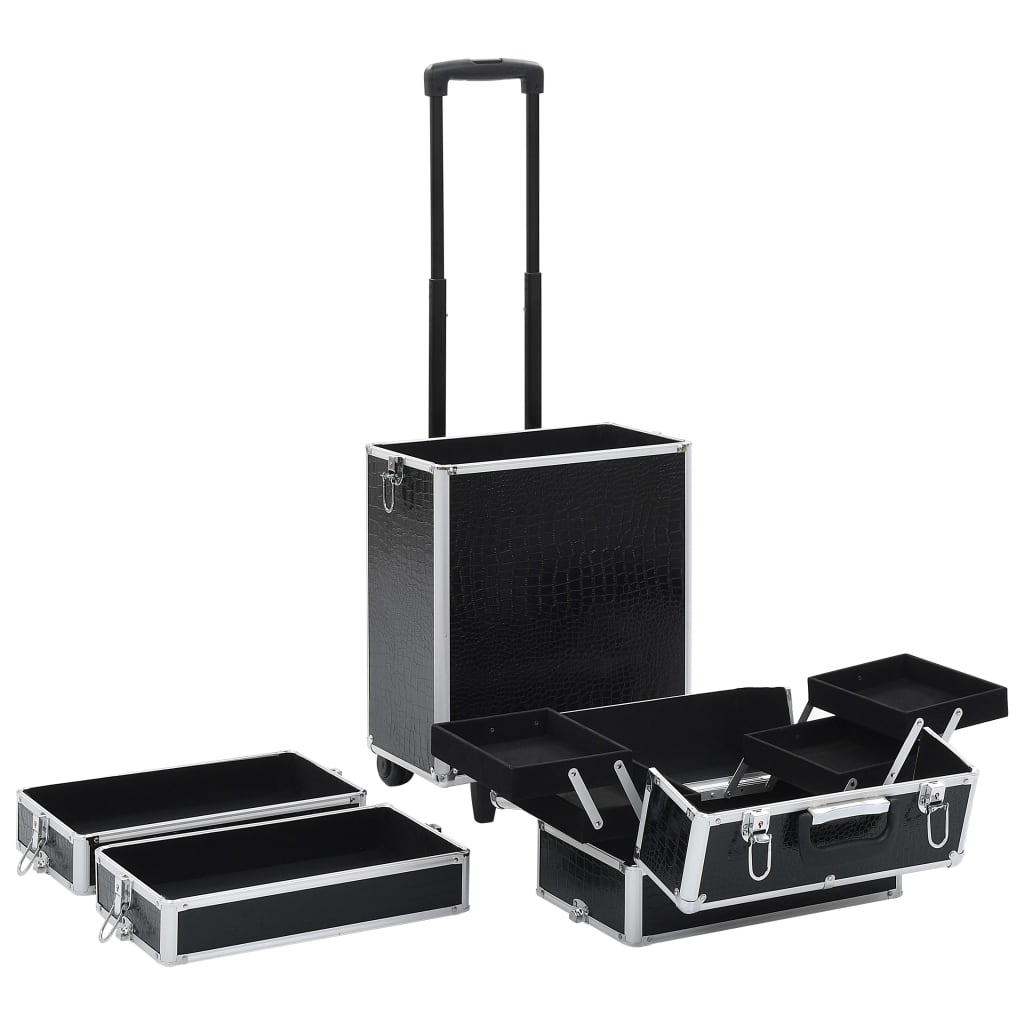 Make-up trolley aluminium zwart met krokodillenpatroon is nu te koop bij PeponiXL, paradijselijk wonen!