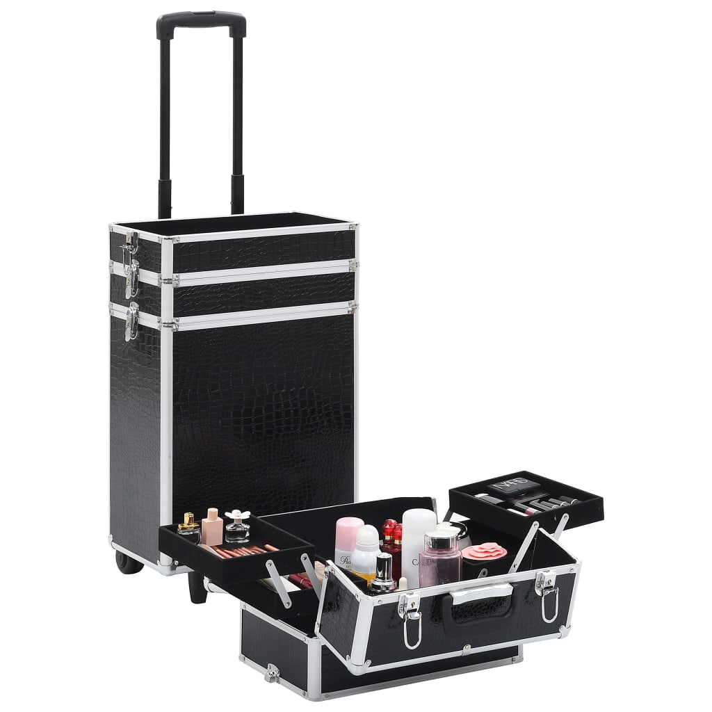 Make-up trolley aluminium zwart met krokodillenpatroon is nu te koop bij PeponiXL, paradijselijk wonen!