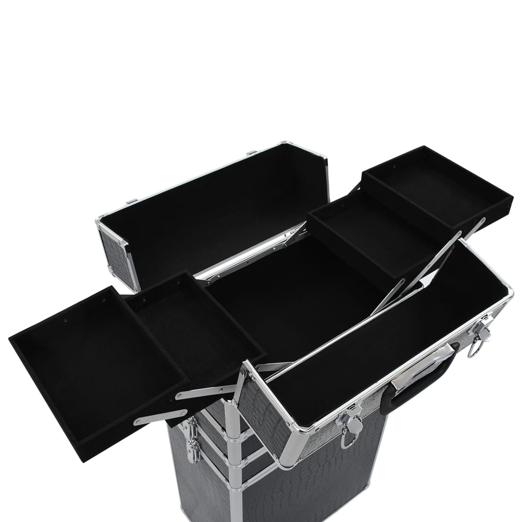Make-up trolley aluminium zwart met krokodillenpatroon is nu te koop bij PeponiXL, paradijselijk wonen!