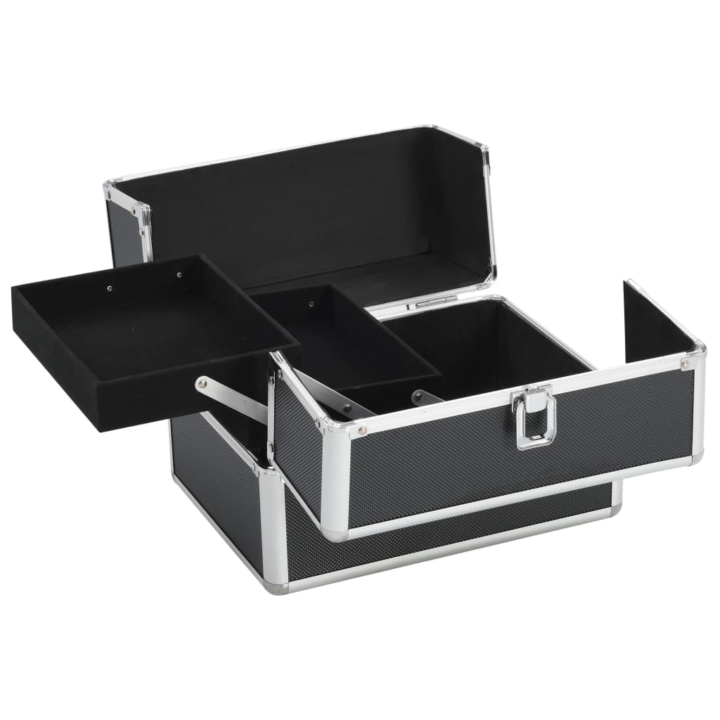 Make-up koffer 22x30x21 cm aluminium zwart is nu te koop bij PeponiXL, paradijselijk wonen!