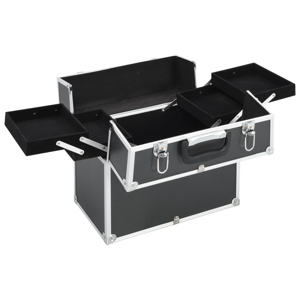 Make-up koffer 38x23x34 cm aluminium zwart is nu te koop bij PeponiXL, paradijselijk wonen!