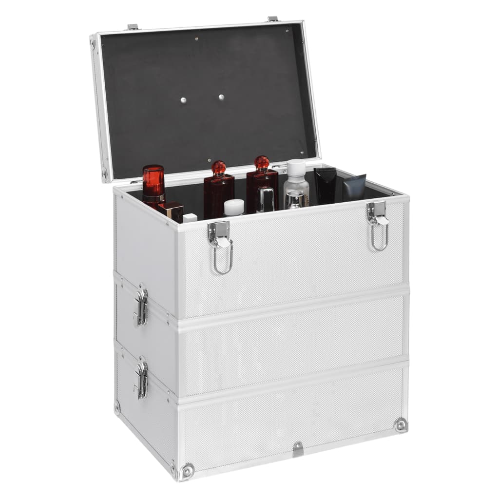 Make-up koffer 37x24x40 cm aluminium zilverkleurig is nu te koop bij PeponiXL, paradijselijk wonen!