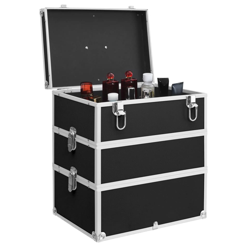 Make-up koffer 37x24x40 cm aluminium zwart is nu te koop bij PeponiXL, paradijselijk wonen!
