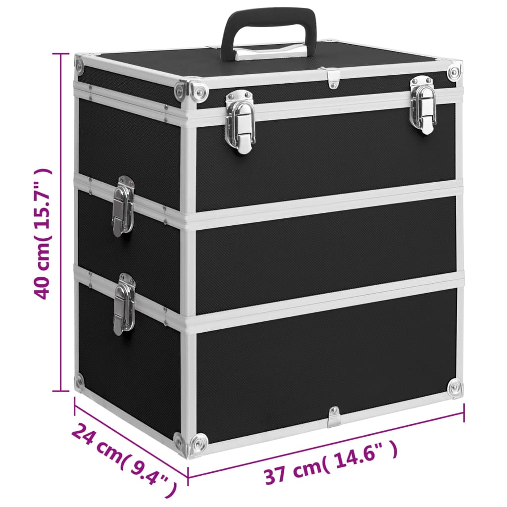 Make-up koffer 37x24x40 cm aluminium zwart is nu te koop bij PeponiXL, paradijselijk wonen!