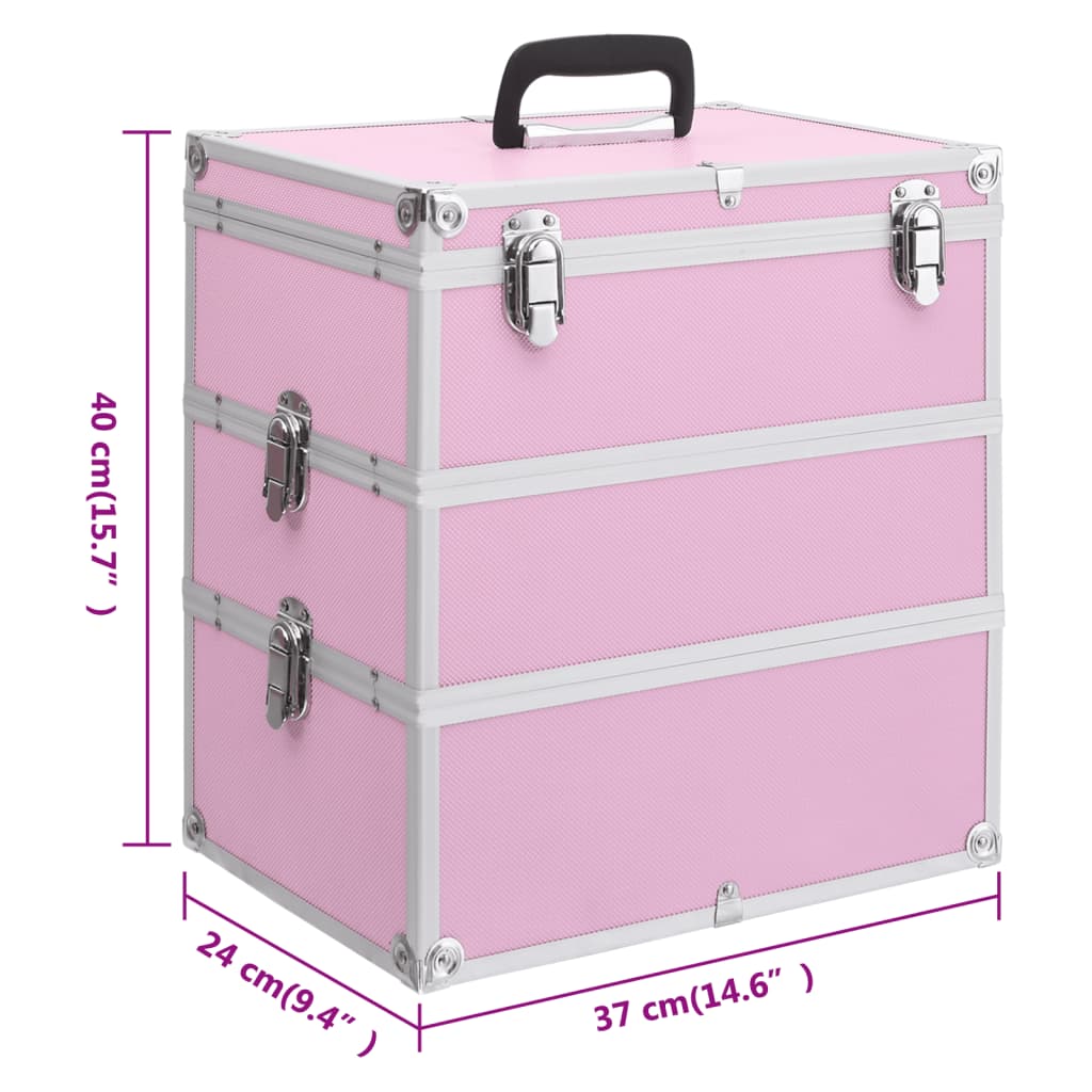 Make-up koffer 37x24x40 cm aluminium roze is nu te koop bij PeponiXL, paradijselijk wonen!