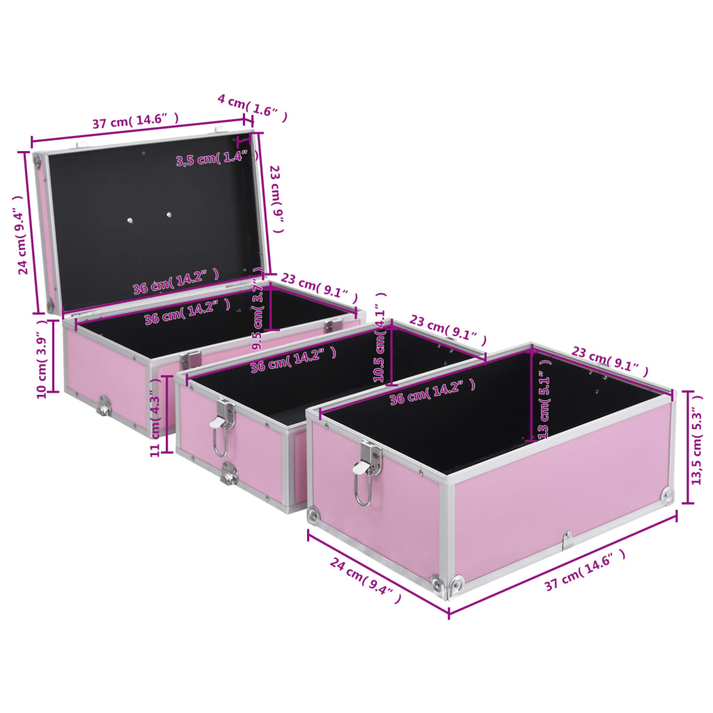 Make-up koffer 37x24x40 cm aluminium roze is nu te koop bij PeponiXL, paradijselijk wonen!