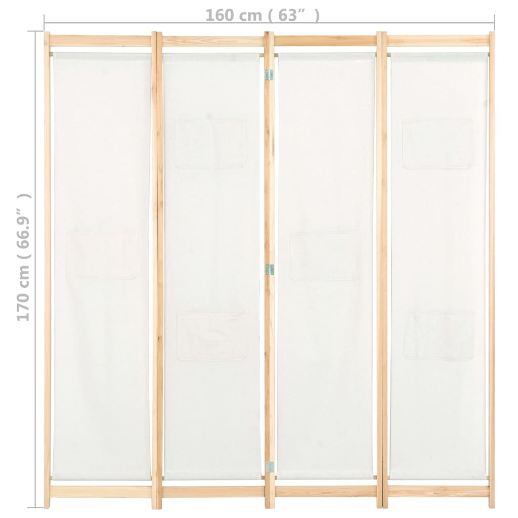 Kamerscherm met 4 panelen 160x170x4 cm stof crème is nu te koop bij PeponiXL, paradijselijk wonen!