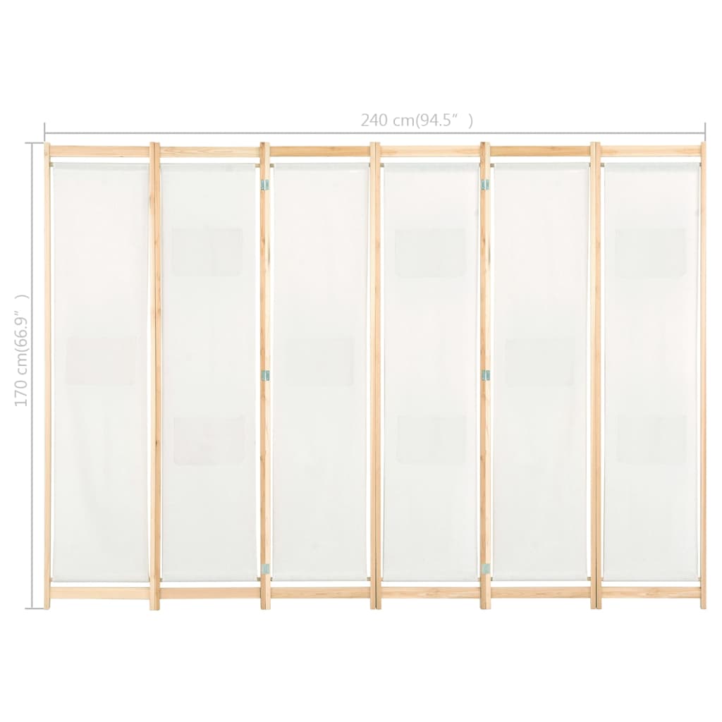 Kamerscherm met 6 panelen 240x170x4 cm stof crème is nu te koop bij PeponiXL, paradijselijk wonen!