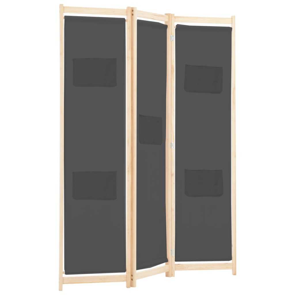 Kamerscherm met 3 panelen 120x170x4 cm stof grijs is nu te koop bij PeponiXL, paradijselijk wonen!