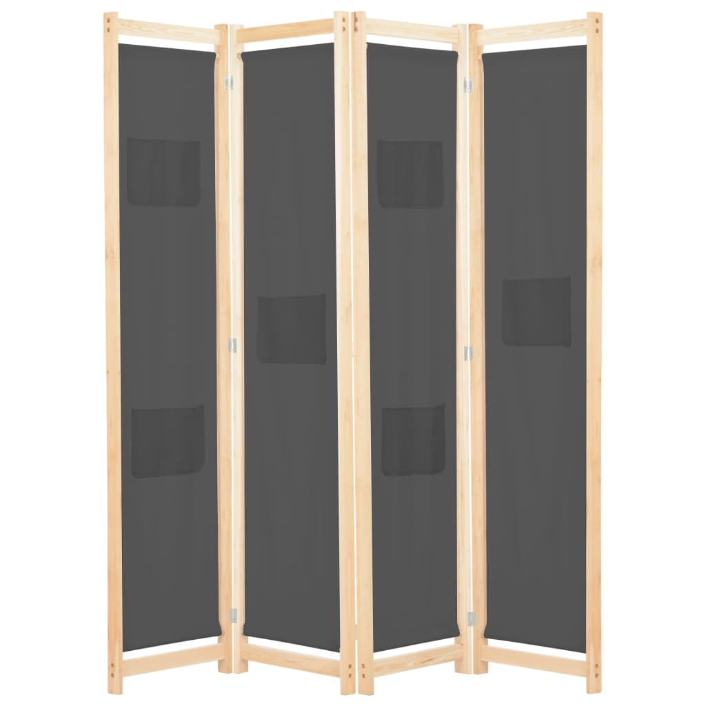 Kamerscherm met 4 panelen 160x170x4 cm stof grijs is nu te koop bij PeponiXL, paradijselijk wonen!