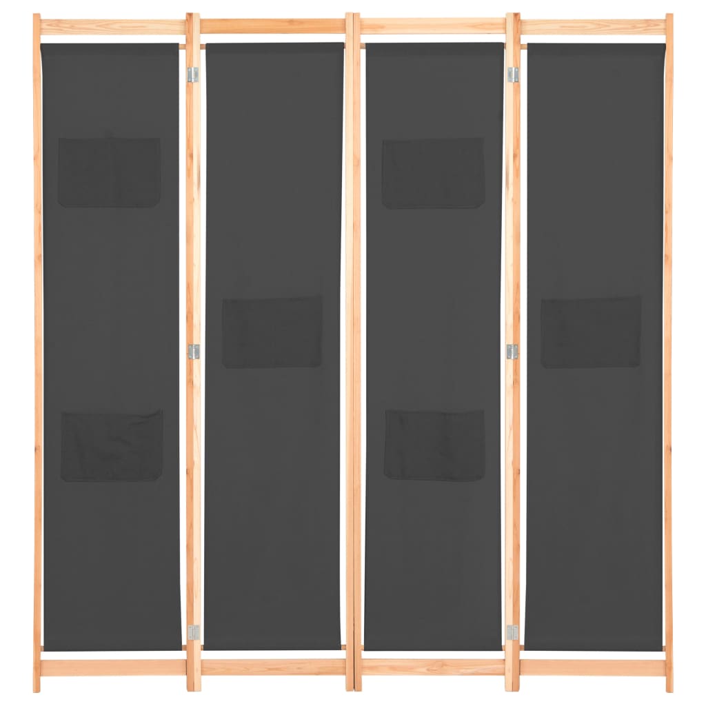 Kamerscherm met 4 panelen 160x170x4 cm stof grijs is nu te koop bij PeponiXL, paradijselijk wonen!