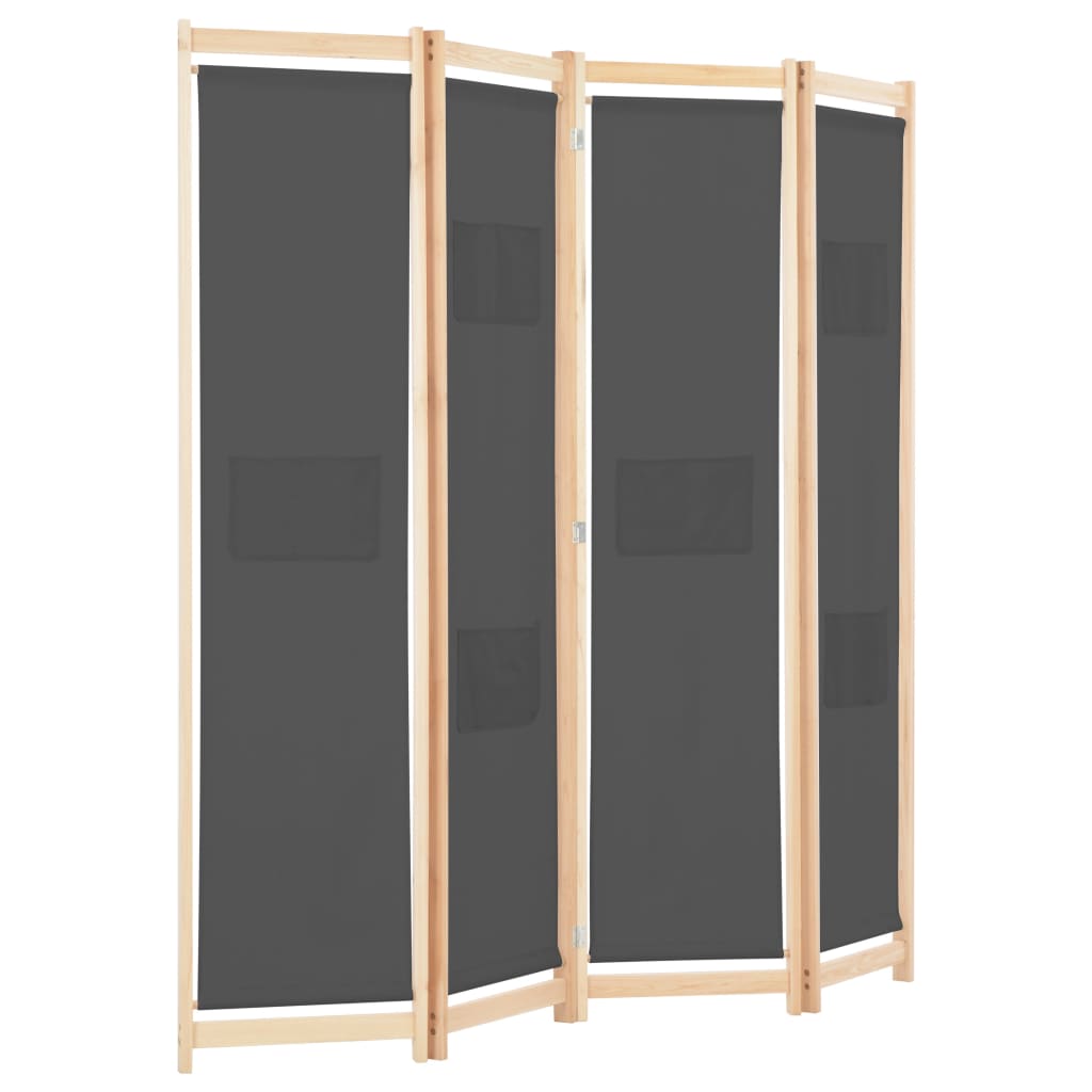 Kamerscherm met 4 panelen 160x170x4 cm stof grijs is nu te koop bij PeponiXL, paradijselijk wonen!