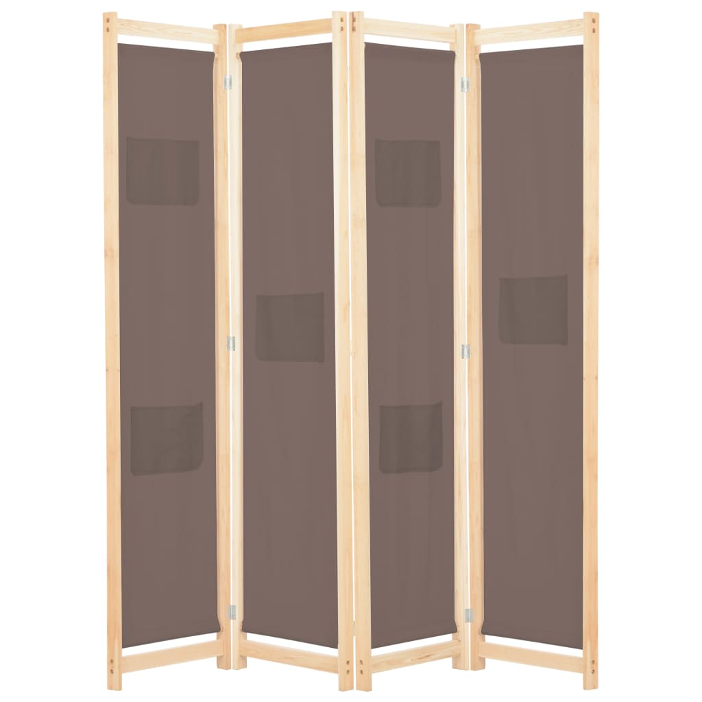 Kamerscherm met 4 panelen 160x170x4 cm stof bruin is nu te koop bij PeponiXL, paradijselijk wonen!
