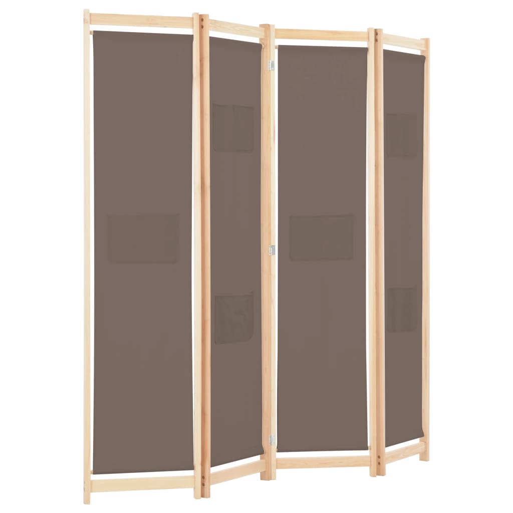 Kamerscherm met 4 panelen 160x170x4 cm stof bruin is nu te koop bij PeponiXL, paradijselijk wonen!