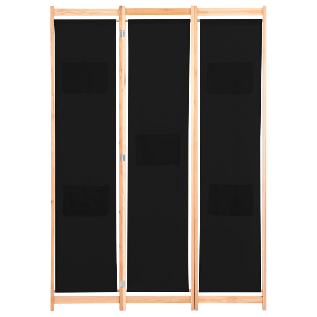 Kamerscherm met 3 panelen 120x170x4 cm stof zwart is nu te koop bij PeponiXL, paradijselijk wonen!