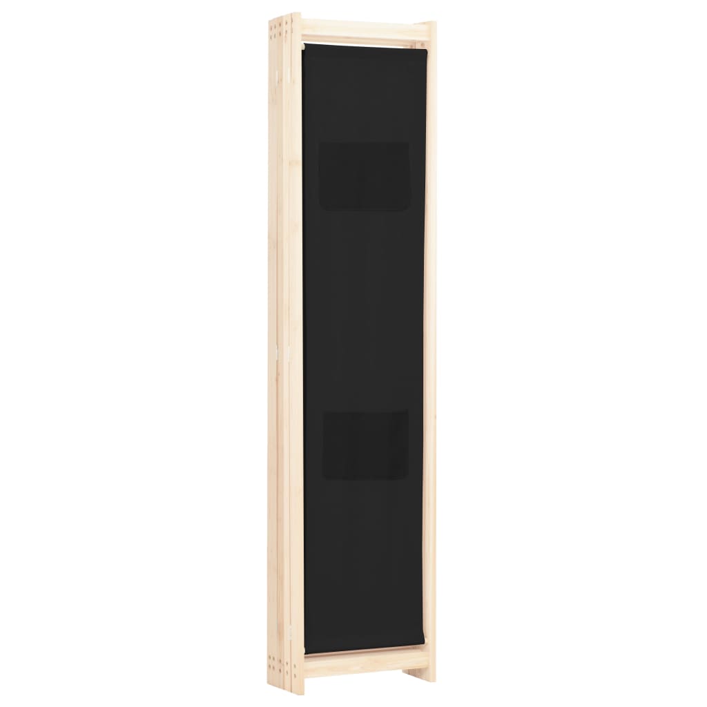 Kamerscherm met 5 panelen 200x170x4 cm stof zwart is nu te koop bij PeponiXL, paradijselijk wonen!