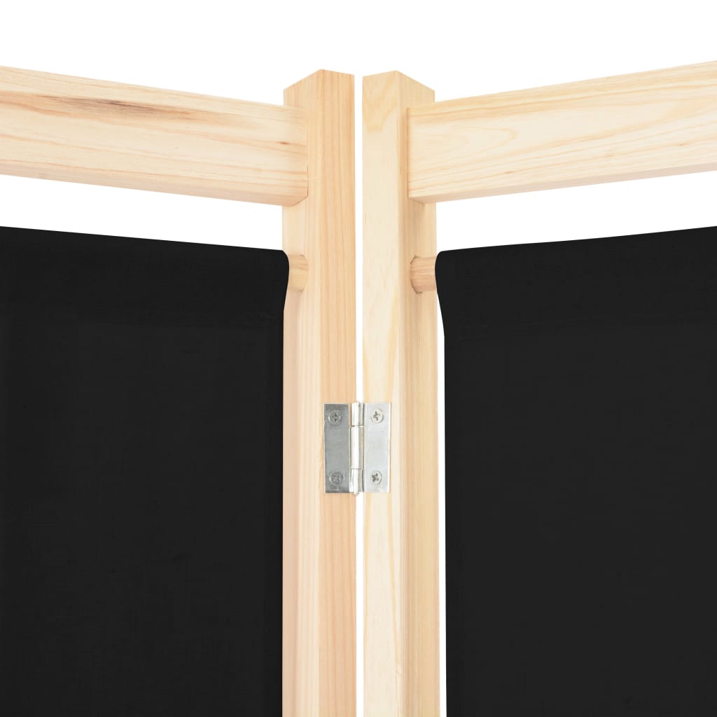 Kamerscherm met 5 panelen 200x170x4 cm stof zwart is nu te koop bij PeponiXL, paradijselijk wonen!