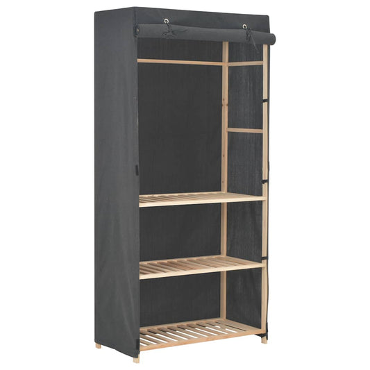 Kledingkast 3-laags 79x40x170 cm stof grijs is nu te koop bij PeponiXL, paradijselijk wonen!