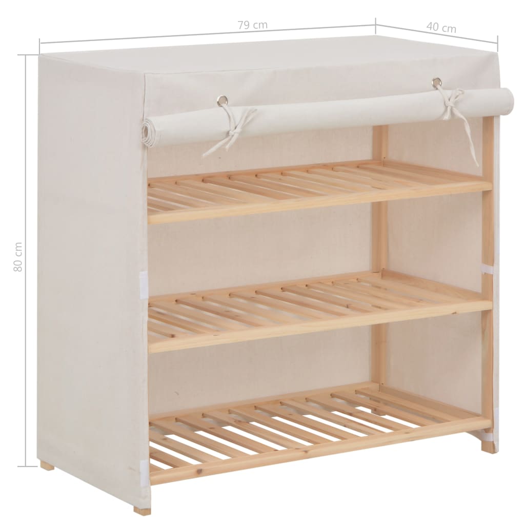 Schoenenkast met hoes 79x40x80 cm stof wit is nu te koop bij PeponiXL, paradijselijk wonen!