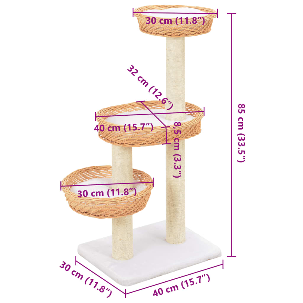 Kattenkrabpaal met sisal krabpaal natuurlijk wilgenhout is nu te koop bij PeponiXL, paradijselijk wonen!