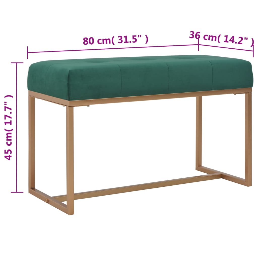 Bankje 80 cm fluweel groen is nu te koop bij PeponiXL, paradijselijk wonen!