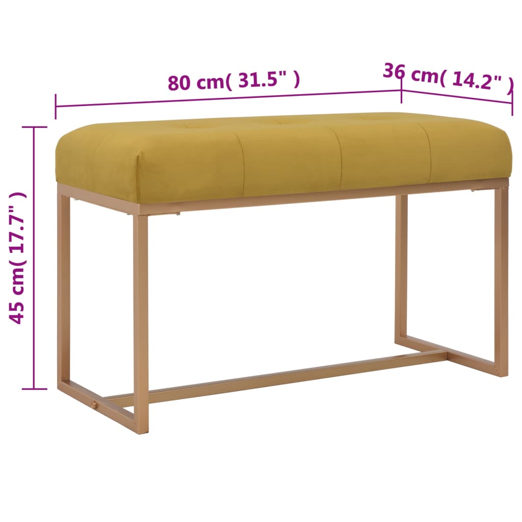 Bankje 80 cm fluweel mosterdkleurig is nu te koop bij PeponiXL, paradijselijk wonen!