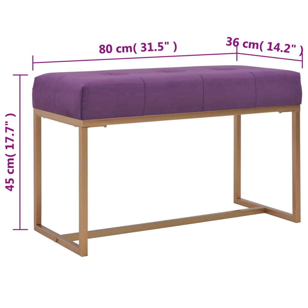 Bankje 80 cm fluweel paars is nu te koop bij PeponiXL, paradijselijk wonen!