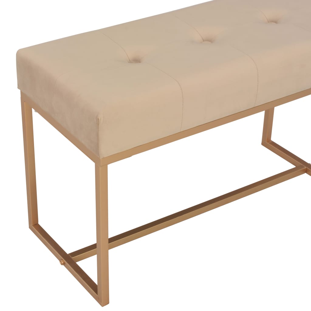 Bankje 80 cm fluweel beige is nu te koop bij PeponiXL, paradijselijk wonen!