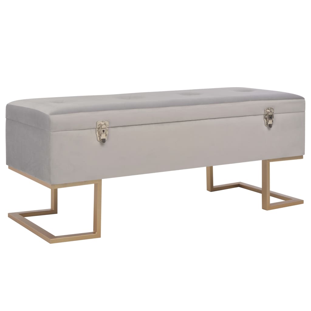 Bankje met opbergvak 105 cm fluweel grijs is nu te koop bij PeponiXL, paradijselijk wonen!