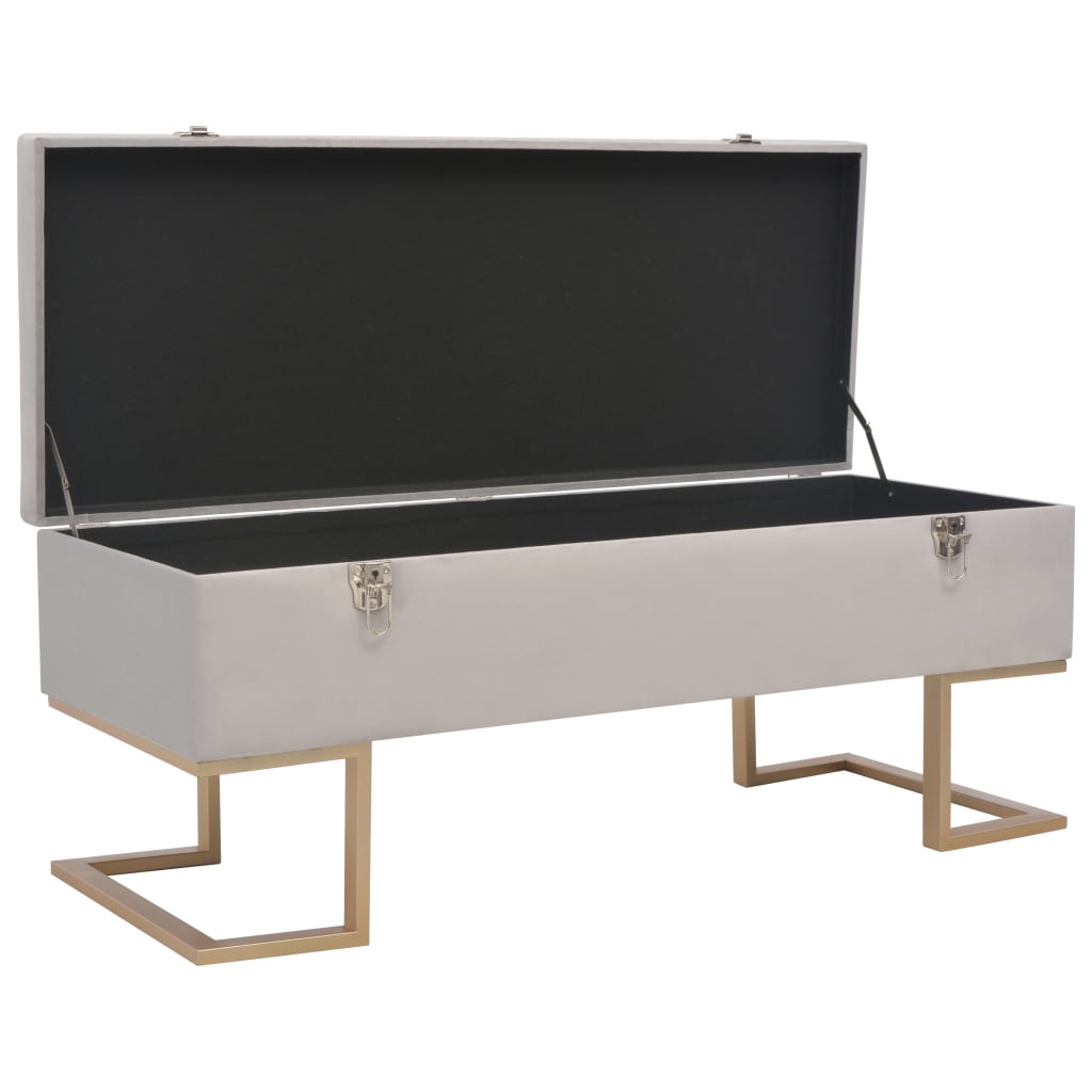 Bankje met opbergvak 105 cm fluweel grijs is nu te koop bij PeponiXL, paradijselijk wonen!
