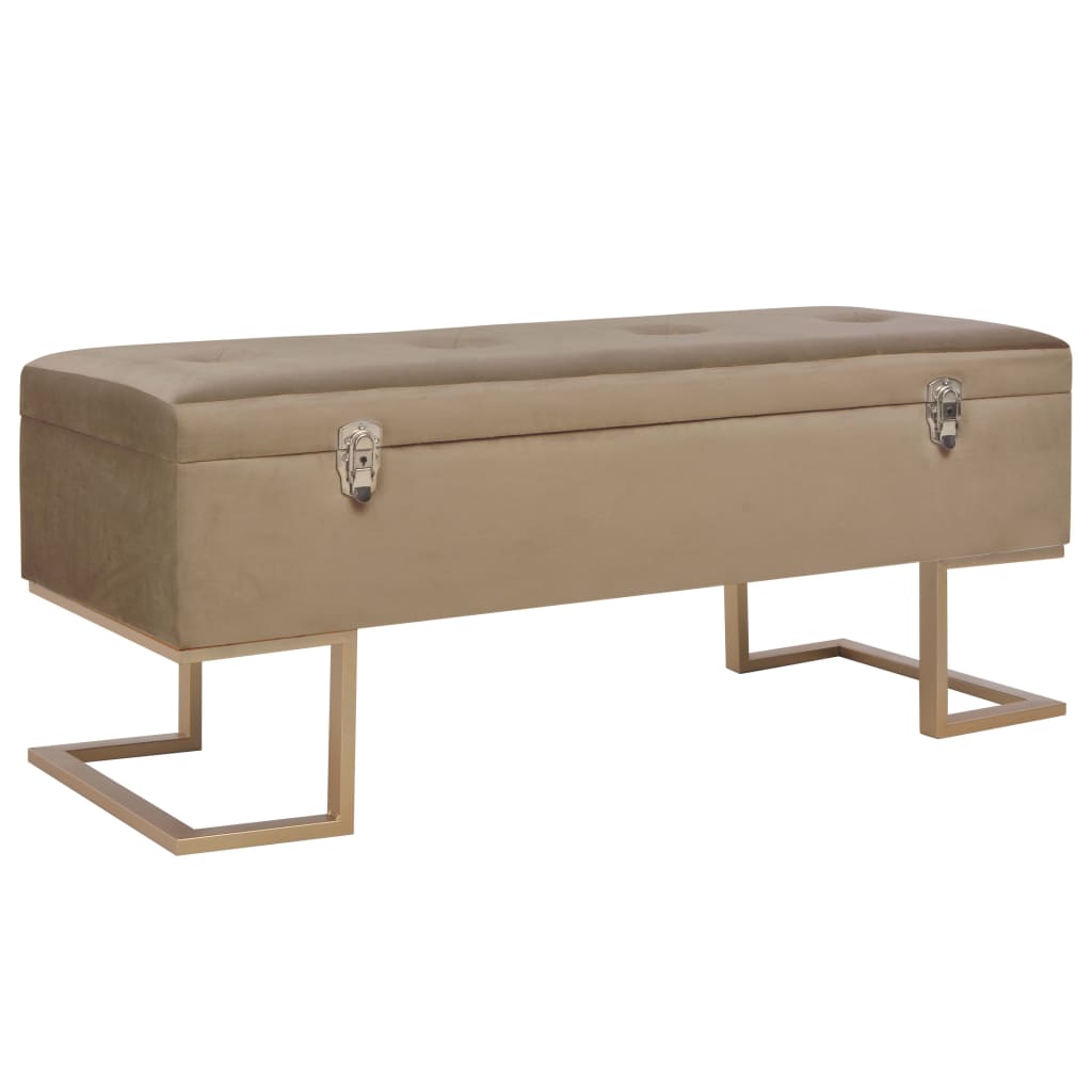 Bankje met opbergvak 105 cm fluweel beige is nu te koop bij PeponiXL, paradijselijk wonen!
