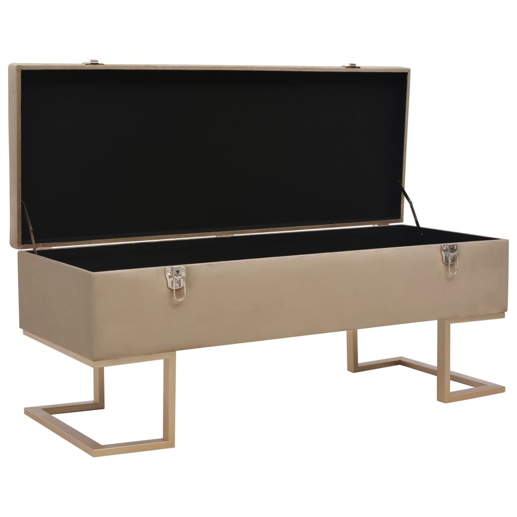 Bankje met opbergvak 105 cm fluweel beige is nu te koop bij PeponiXL, paradijselijk wonen!