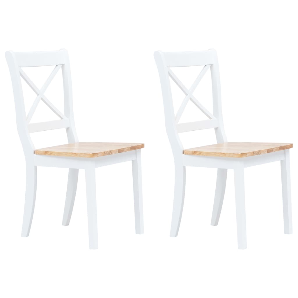Eetkamerstoelen 2 st massief rubberwood naturel en wit is nu te koop bij PeponiXL, paradijselijk wonen!