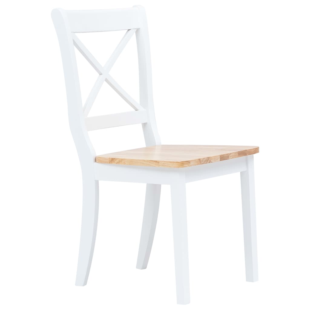 Eetkamerstoelen 2 st massief rubberwood naturel en wit is nu te koop bij PeponiXL, paradijselijk wonen!