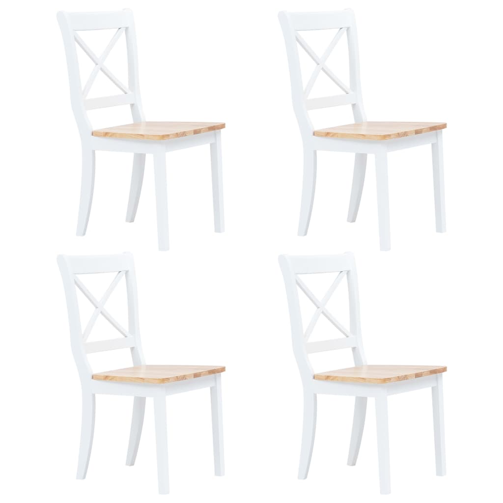 Eetkamerstoelen 4 st massief rubberwood naturel en wit is nu te koop bij PeponiXL, paradijselijk wonen!