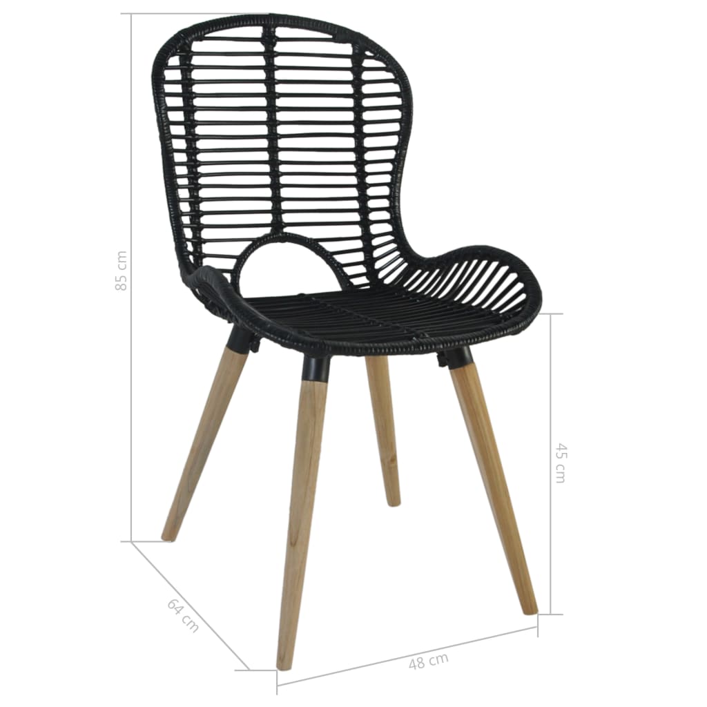 Eetkamerstoelen 6 st natuurlijk rattan zwart is nu te koop bij PeponiXL, paradijselijk wonen!