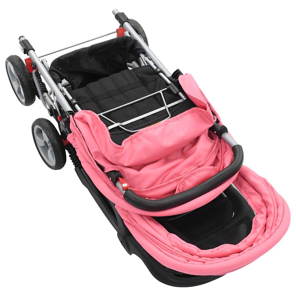 Kinderwagen dubbel staal roze en zwart is nu te koop bij PeponiXL, paradijselijk wonen!