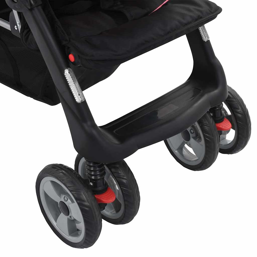 Kinderwagen dubbel staal roze en zwart is nu te koop bij PeponiXL, paradijselijk wonen!