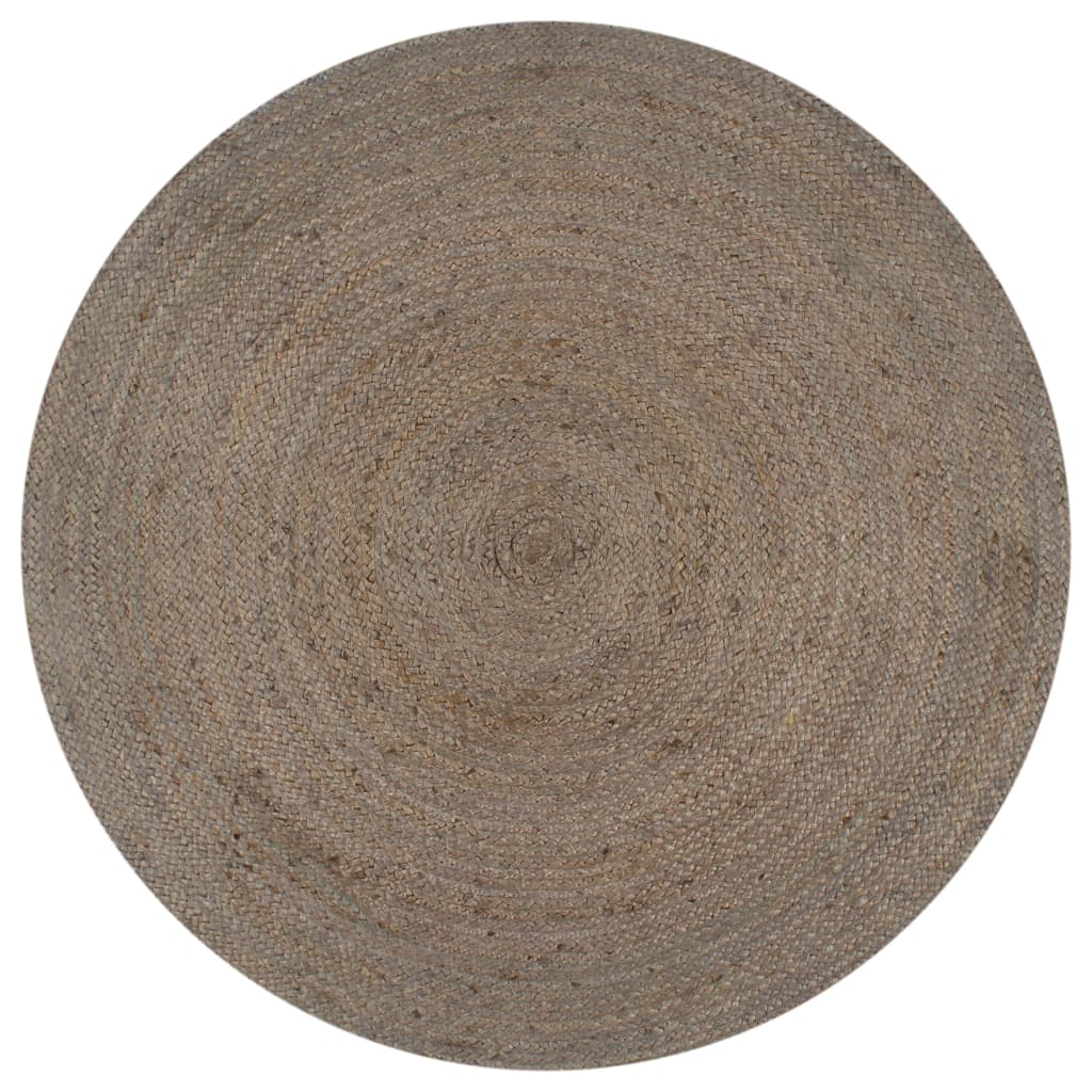 Vloerkleed handgemaakt rond 90 cm jute grijs is nu te koop bij PeponiXL, paradijselijk wonen!