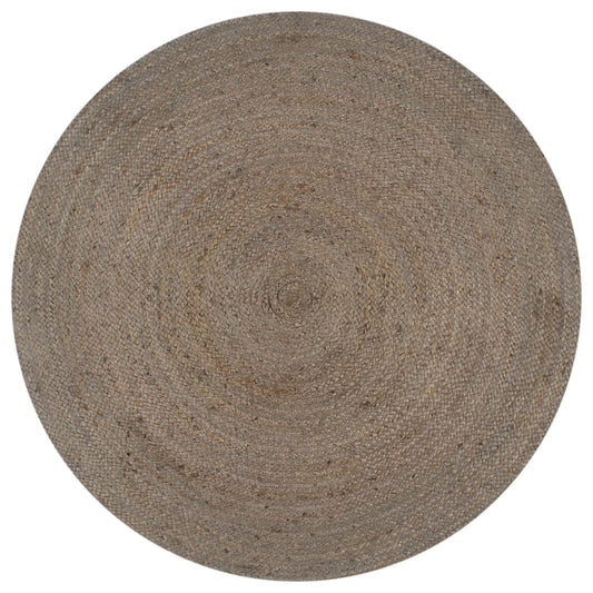 Vloerkleed handgemaakt rond 90 cm jute grijs is nu te koop bij PeponiXL, paradijselijk wonen!