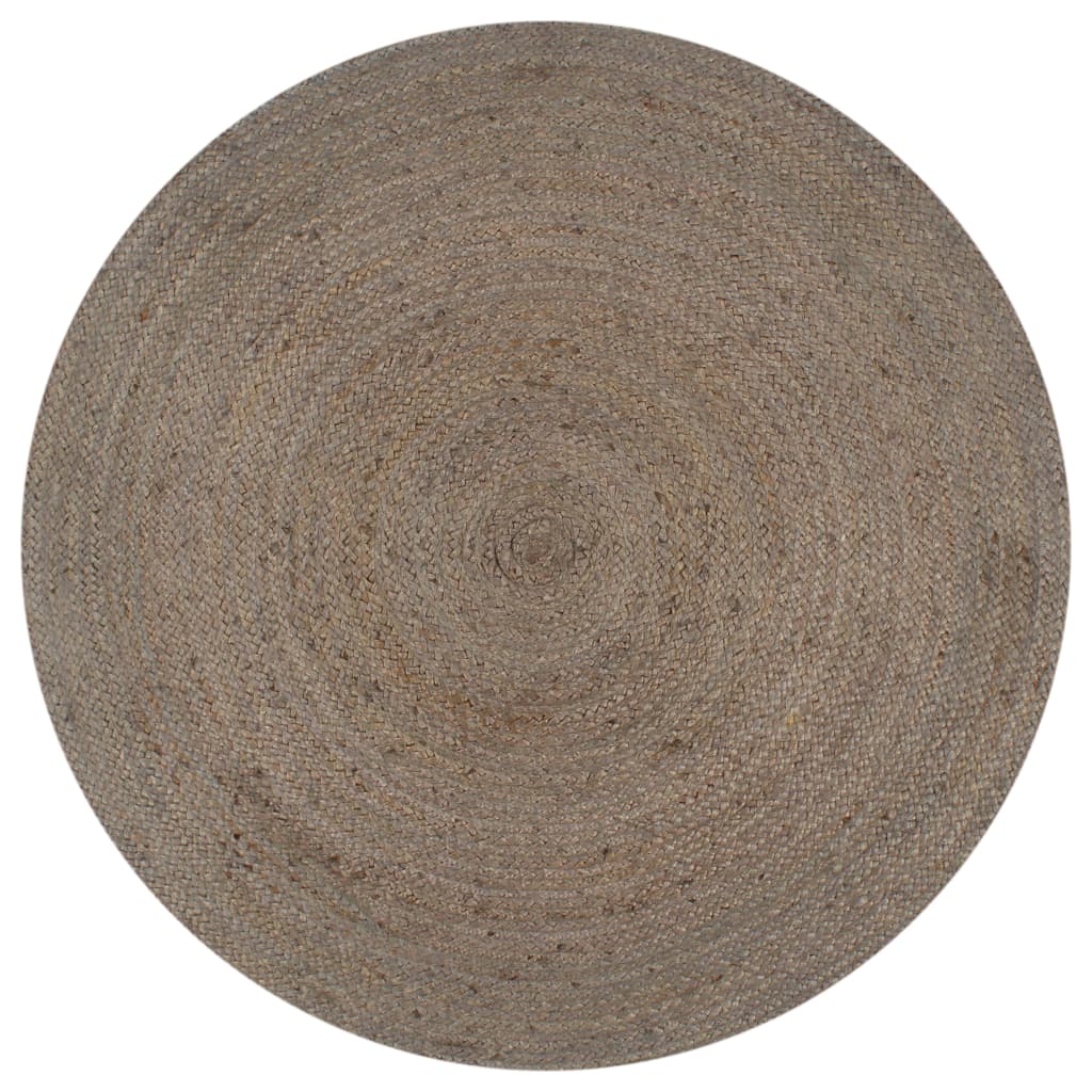 Vloerkleed handgemaakt rond 150 cm jute grijs is nu te koop bij PeponiXL, paradijselijk wonen!
