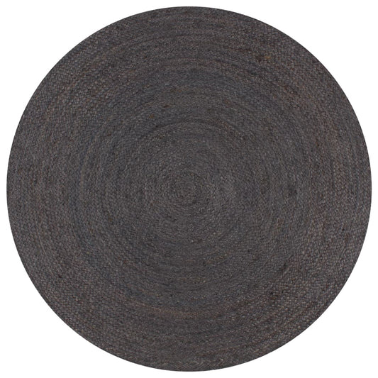 Vloerkleed handgemaakt rond 90 cm jute donkergrijs is nu te koop bij PeponiXL, paradijselijk wonen!