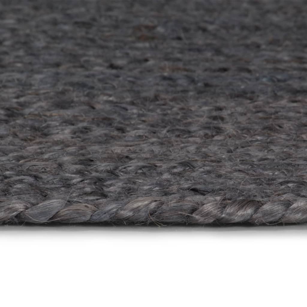Vloerkleed handgemaakt rond 90 cm jute donkergrijs is nu te koop bij PeponiXL, paradijselijk wonen!