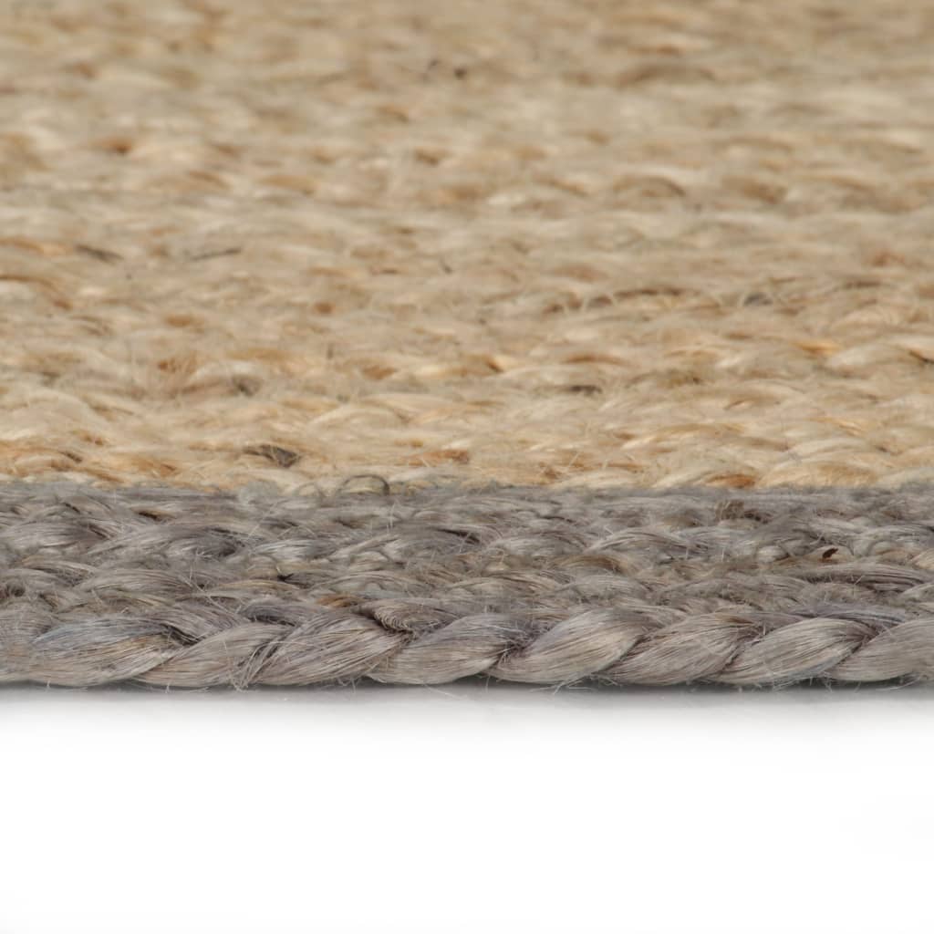 Vloerkleed handgemaakt met grijze rand 120 cm jute is nu te koop bij PeponiXL, paradijselijk wonen!