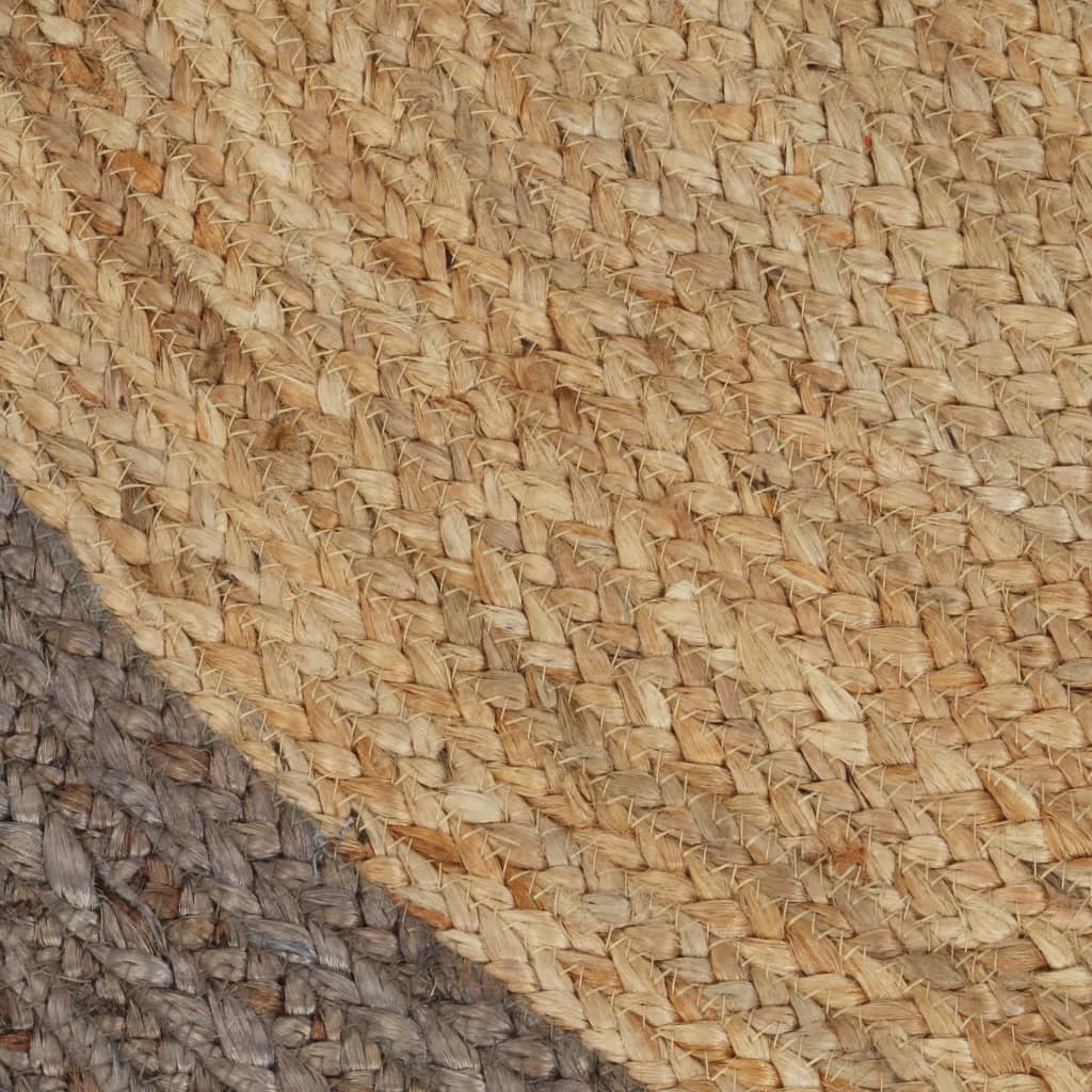 Vloerkleed handgemaakt met grijze rand 120 cm jute is nu te koop bij PeponiXL, paradijselijk wonen!