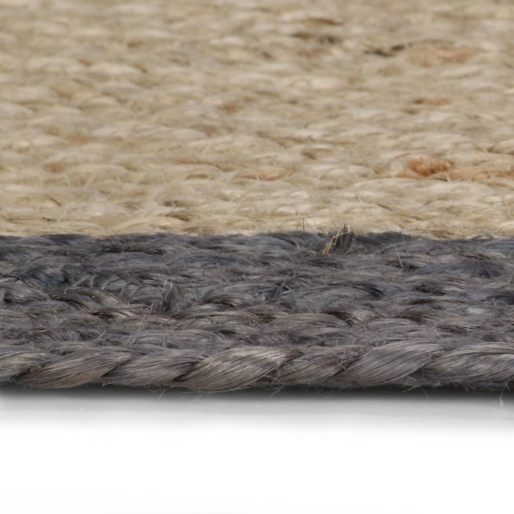 Vloerkleed handgemaakt met donkergrijze rand 90 cm jute is nu te koop bij PeponiXL, paradijselijk wonen!