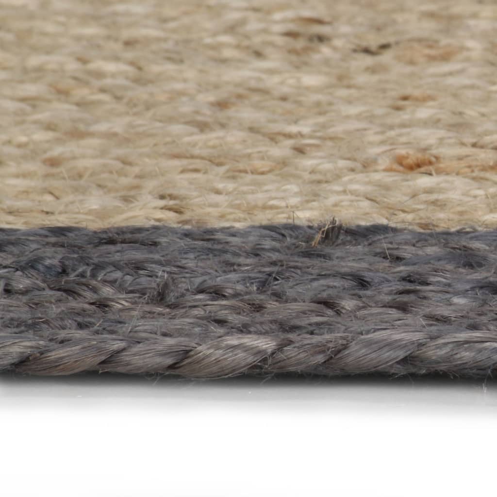 Vloerkleed handgemaakt met donkergrijze rand 150 cm jute is nu te koop bij PeponiXL, paradijselijk wonen!