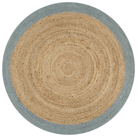Vloerkleed handgemaakt met olijfgroene rand 120 cm jute is nu te koop bij PeponiXL, paradijselijk wonen!