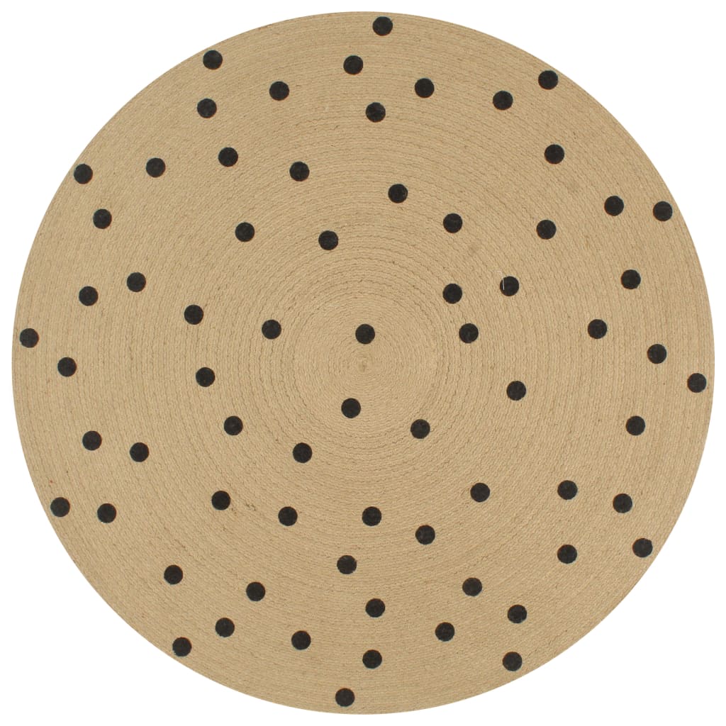 Vloerkleed handgemaakt met print polkadot 90 cm jute is nu te koop bij PeponiXL, paradijselijk wonen!