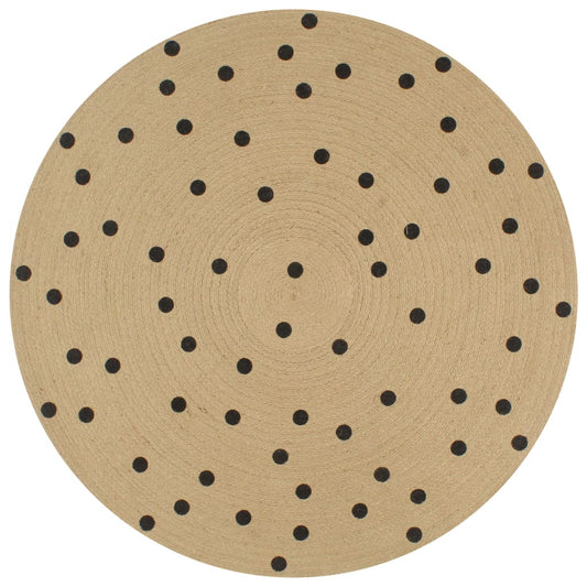 Vloerkleed handgemaakt met print polkadot 90 cm jute is nu te koop bij PeponiXL, paradijselijk wonen!